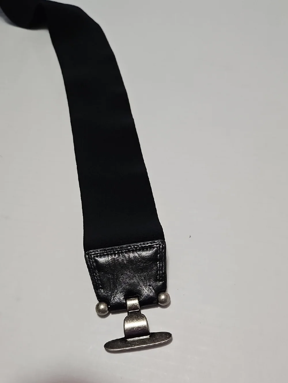 Women's Classic Black Stretch Belt with Silver Accent Buckle Size S/M